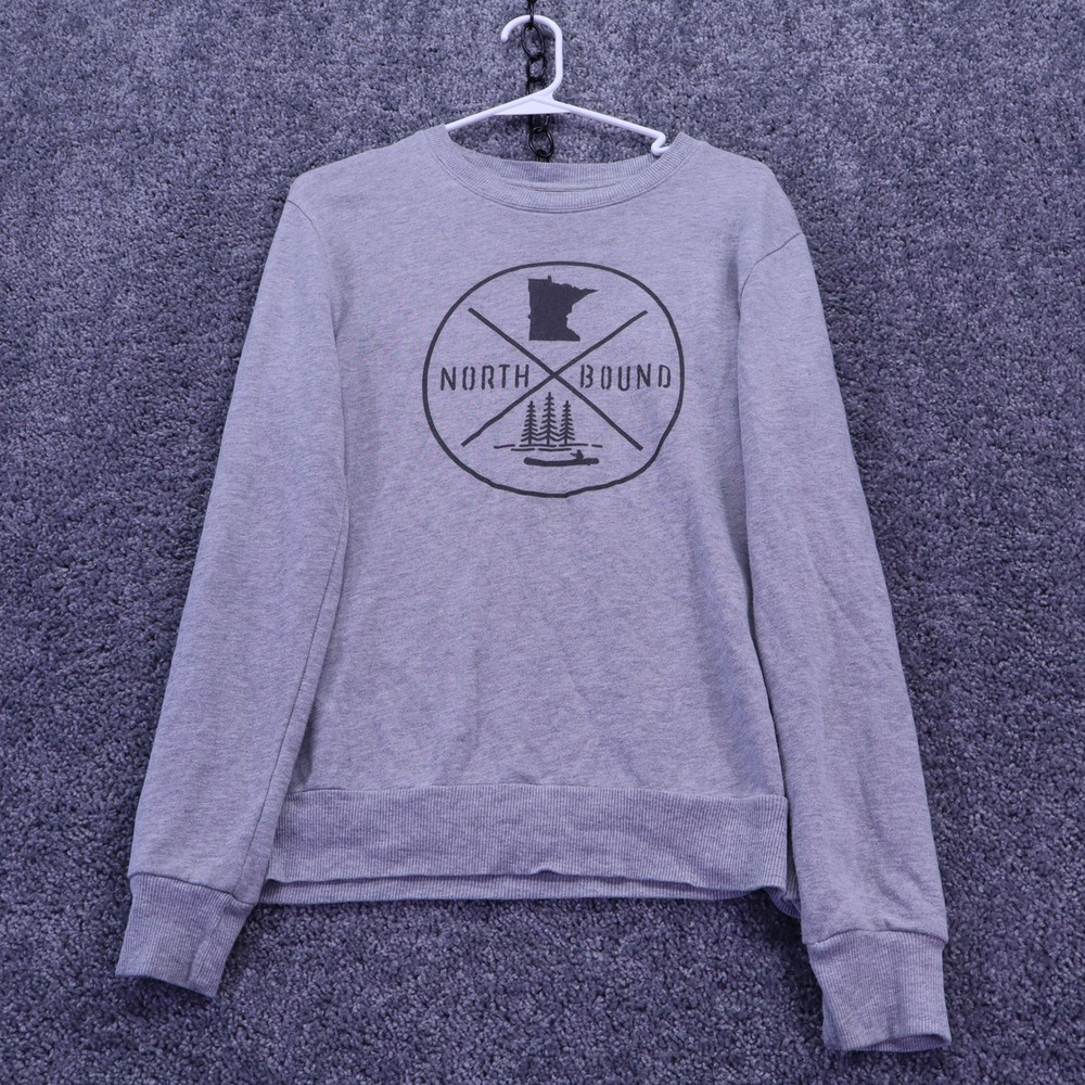 North Bound Sweatshirt Mens X-Small Gray Minnesota Graphic Crewneck Long Sleeve
